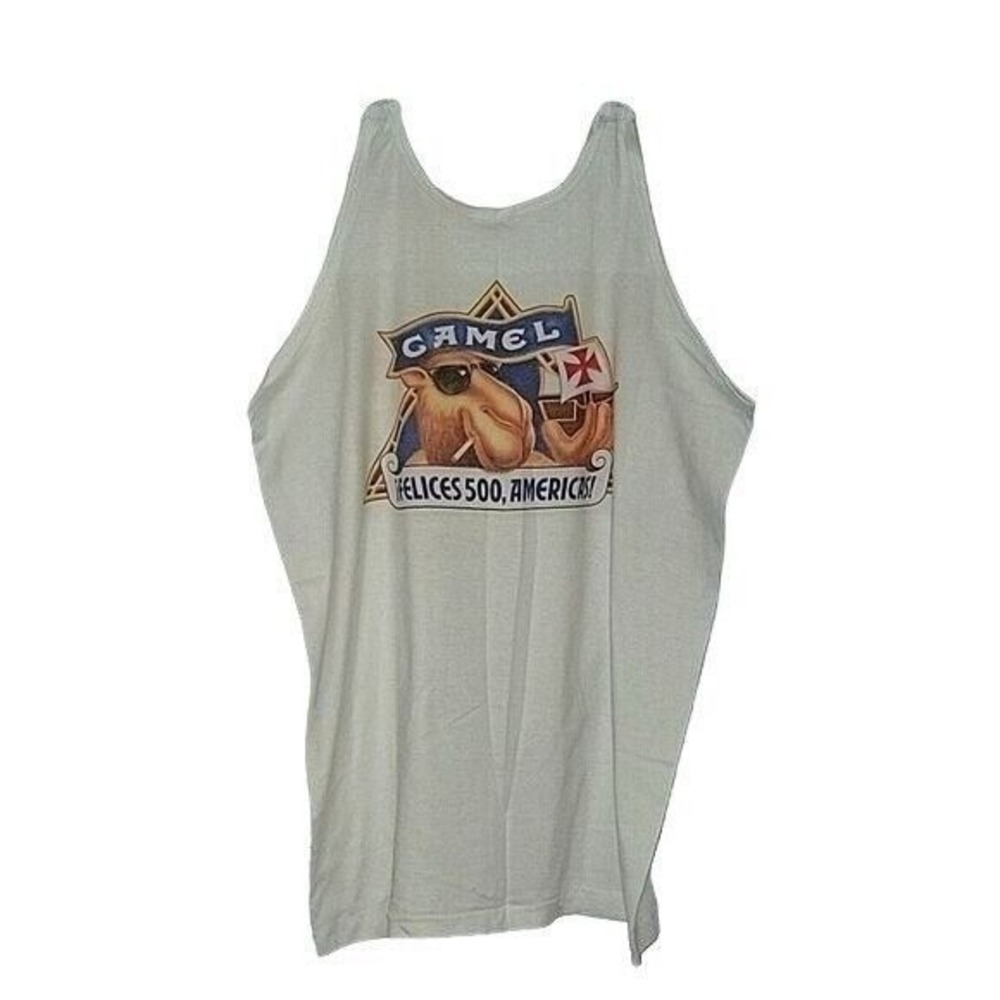 Camel‎ Tank Top ¡Felices 500 Americas! Graphic Sleeveless Shirt XL retro vintage